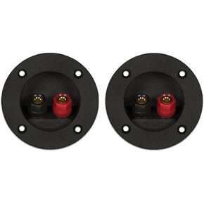Goldwood Sound Speaker Box Terminal Cups 2 Round Power Speaker Terminal Plates Black (RGT-5025-2)