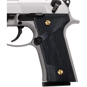 Cool Hand Wood Grips for Beretta Vertec, M9A3, 92X Centurion, Custom Gold Screws Included, Checker Diamond Cut Texture, Brown/Gun Powder Dark Grey