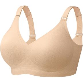 Angelhood Deep V Bras for Women No Underwire Smooth Seamless Bralette Comfort Wireless Push Up Bra with Bra Extender