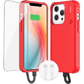 Battery Case for iPhone 13/13Pro/14/14Pro, [2024 Upgraded] Ultra-Slim&Lightweight 7000mAh Portable Battery Charger case for Apple iPhone 14, 14Pro,13,13Pro Charging Case (6.1inch)-Red