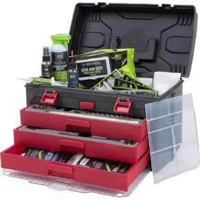 Allen Company Krome Universal Gun Cleaning Kit - Handgun, Rifle, and Shotgun Cleaner - 66-Piece - Gun Accessories for Men and Women,Black/Red