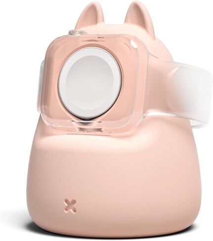 Charging&Display Stand Compatible with Apple Watch Series 49/46/45/44/42/41/40/38mm iWatch Ultra2/Ultra/10/9/8/SE2/7/6/SE/5/4/3/2/1,Cute Silicone Charging Dock,Supports Night Stand Mode,Pink in Kuwait