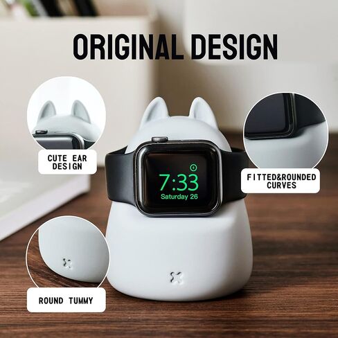 Charging&Display Stand Compatible with Apple Watch Series 49/46/45/44/42/41/40/38mm iWatch Ultra2/Ultra/10/9/8/SE2/7/6/SE/5/4/3/2/1,Cute Silicone Charging Dock,Supports Night Stand Mode,Pink in Kuwait