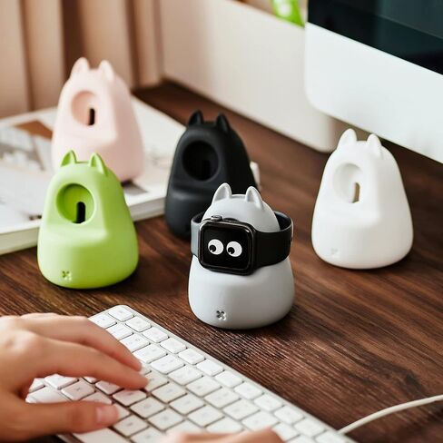 Charging&Display Stand Compatible with Apple Watch Series 49/46/45/44/42/41/40/38mm iWatch Ultra2/Ultra/10/9/8/SE2/7/6/SE/5/4/3/2/1,Cute Silicone Charging Dock,Supports Night Stand Mode,Pink in Kuwait