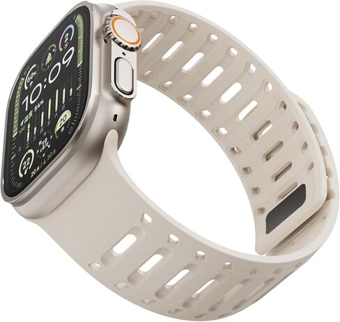 حزام من السيليكون لساعة Apple Series 1/2/3/4/5/6/7/8/9/10/SE/Ultra 1/2، حزام رياضي بقفل مزدوج مع دبوس إبزيم وامتصاص مغناطيسي لساعة iWatch 42/44/ 45/46/49 ملم in Saudi Arabia