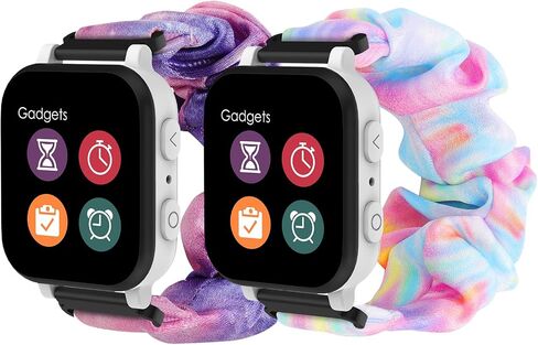 MoKo 3Pack Scrunchie Band Compatible with Gizmo Watch 3 2 1/Gabb Watch 3 2 1/SyncUP Kids Watch, Cute Elastic Replacement Wristband Strap Stretchy Bands for Kids, Purple Pink+Pink Blue+Oil Painting in Saudi Arabia