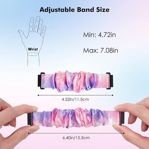 MoKo 3Pack Scrunchie Band Compatible with Gizmo Watch 3 2 1/Gabb Watch 3 2 1/SyncUP Kids Watch, Cute Elastic Replacement Wristband Strap Stretchy Bands for Kids, Purple Pink+Pink Blue+Oil Painting in Saudi Arabia
