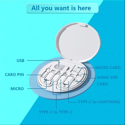 Multifunctional Cable Storage Box with USB A/Type C/Micro USB/Light Conversion Adapter, Micro Data Transfer Tool, Multi-Type Charging Cable Adapter, Includes USB C Cable and 3 USB Adapters (White) in Saudi Arabia