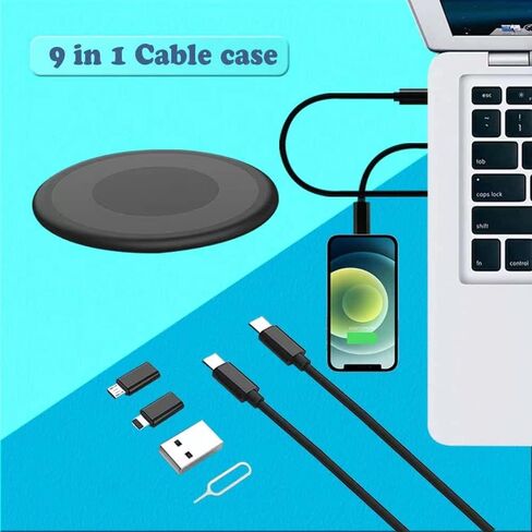Multifunctional Cable Storage Box with USB A/Type C/Micro USB/Light Conversion Adapter, Micro Data Transfer Tool, Multi-Type Charging Cable Adapter, Includes USB C Cable and 3 USB Adapters (White) in Saudi Arabia