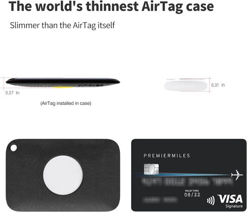 [Never Pops Out, Double-Sided Flat] Upgraded AirTag Holder for Wallet, Apple AirTag Card Case, Slimmer Than AirTag Itself, No Bulging, Sturdy, No Deformation of Wallet for Long Time Use (Black) in Saudi Arabia