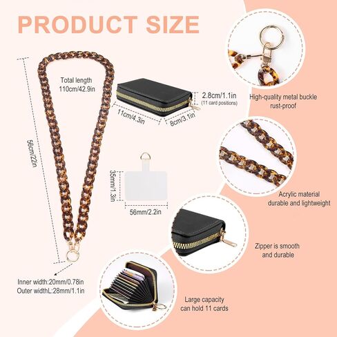 Phone Lanyard Crossbody Phone Lanyard with Tether Tab Acrylic Chain Phone Crossbody Strap with Card Holder in Saudi Arabia