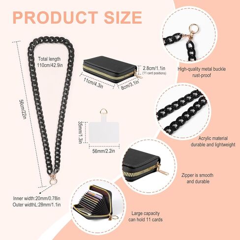 Phone Lanyard Crossbody Phone Lanyard with Tether Tab Acrylic Chain Phone Crossbody Strap with Card Holder in Saudi Arabia