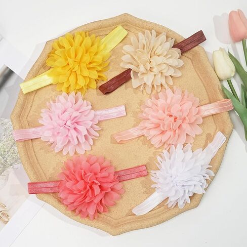 30 قطعة من عصابات الرأس للفتيات من DED، أربطة رأس ناعمة من الشيفون على شكل زهرة، إكسسوارات للشعر لحديثي الولادة والرضع والأطفال الصغار in Kuwait