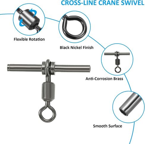 PATIKIL Fishing Swivels, 3-Way T-Shape Brass Swivel Sleeve Fishing Tackle High Strength Cross Line Swivels for Rigs Freshwater Saltwater in Kuwait