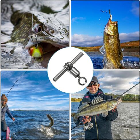 PATIKIL Fishing Swivels, 3-Way T-Shape Brass Swivel Sleeve Fishing Tackle High Strength Cross Line Swivels for Rigs Freshwater Saltwater in Kuwait