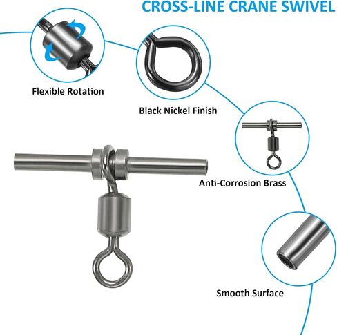 PATIKIL Fishing Swivels, 3-Way T-Shape Brass Swivel Sleeve Fishing Tackle High Strength Cross Line Swivels for Rigs Freshwater Saltwater in Kuwait