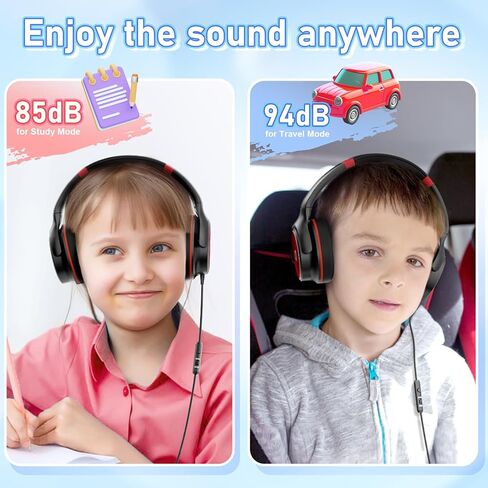 Kids Headphones with Safe 85dB/94dB Volume Limiter for Kids/Teens, Foldable HD Stereo Sound Headphones for Kindle Kids/fire Tablet/iPad/Laptop, Headphones with Microphone in Kuwait