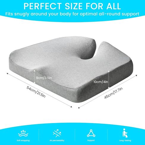 Extra-Large Memory seat Cushion 21.5 * 17.7 * 4 inches Suitable for Office Chairs, Cars, Floor has Good air Permeability and Support is The Gift for Large Size and sedentary Crowd (Black) in Saudi Arabia