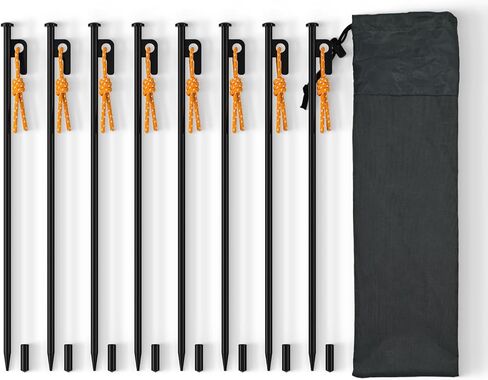8 PCS Tent Stakes with Storage Bag Heavy Duty Steel Tent Pegs for Camping Hiking Garden Backpacking Unbreakable Metal Ground Stakes Durable Tent Spike (15.7inch) in Saudi Arabia
