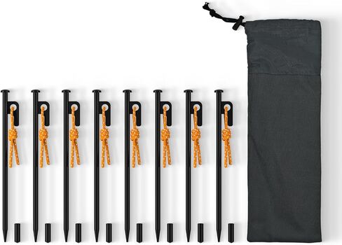 8 PCS Tent Stakes with Storage Bag Heavy Duty Steel Tent Pegs for Camping Hiking Garden Backpacking Unbreakable Metal Ground Stakes Durable Tent Spike (15.7inch) in Saudi Arabia