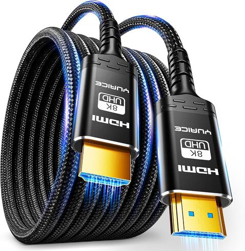 10K 8K HDMI Cable, 1.5FT, 3.3FT, 6.6FT, 10FT, 16FT, 20FT, 25FT Heavy Duty High-Speed Braided HDMI Cable, Professional HDMI Cord, 48Gbps, 4K@120Hz, 8K@60Hz, HDR, DTS:X, HDCP 2.2/2.3 in Saudi Arabia