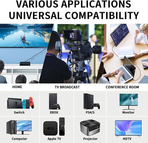 10K 8K HDMI Cable, 1.5FT, 3.3FT, 6.6FT, 10FT, 16FT, 20FT, 25FT Heavy Duty High-Speed Braided HDMI Cable, Professional HDMI Cord, 48Gbps, 4K@120Hz, 8K@60Hz, HDR, DTS:X, HDCP 2.2/2.3 in Saudi Arabia