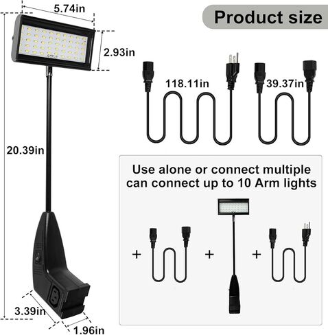 Trade Show Lights LED Display and Exhibit Arm Lighting, Connectable Tradeshow Lights Included Clamps, Mounting Brackets, Power Cables, Connect Cables (2pcs Grey) in Saudi Arabia