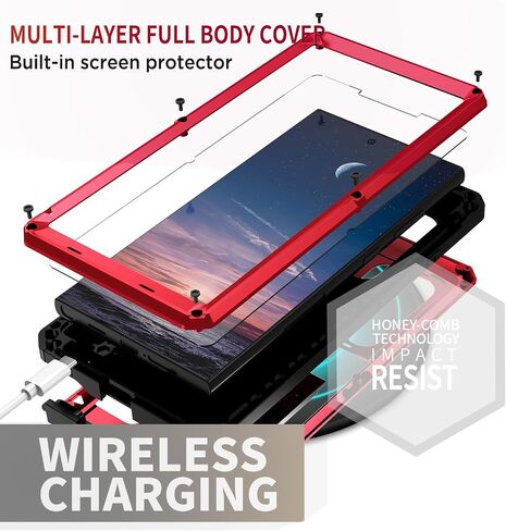 حافظة Miimall معدنية لهاتف Galaxy S24 Ultra، غطاء هاتف كامل للجسم S24 مع واقي شاشة مدمج ومسند وغطاء كاميرا، حافظة متينة مضادة للسقوط لهاتف Samsung S24 Ultra أصفر in Kuwait