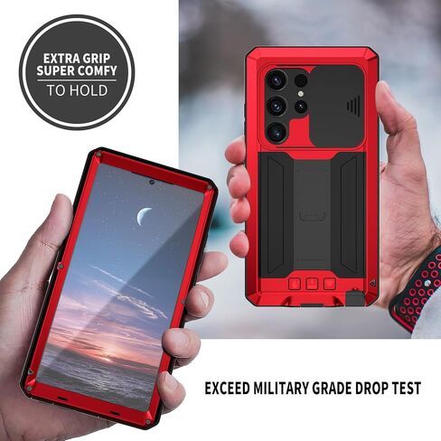 حافظة Miimall معدنية لهاتف Galaxy S24 Ultra، غطاء هاتف كامل للجسم S24 مع واقي شاشة مدمج ومسند وغطاء كاميرا، حافظة متينة مضادة للسقوط لهاتف Samsung S24 Ultra أصفر in Kuwait