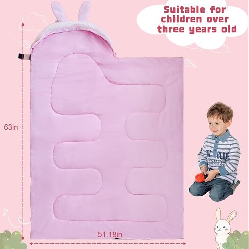 Boys' and Girls' Kids Sleeping Bag, Ages 3+, Camping Moisture-Resistant, Multi-Functional, 74 Inches Large Children's Sleeping Bag, Children's Sleeping Bag Blanket in Saudi Arabia
