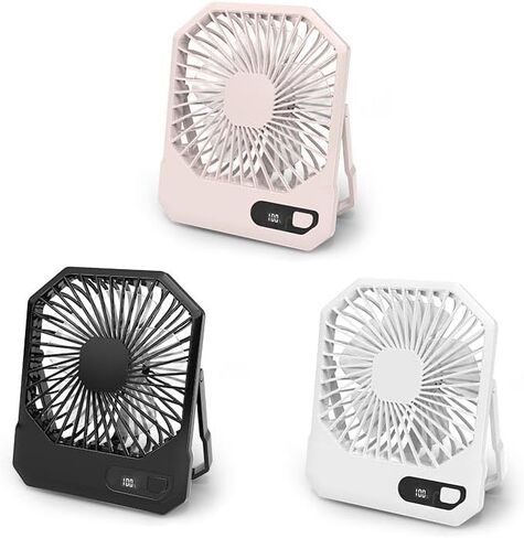 Small Desk Fan, 2 IN 1 Desktop/Hanging USB Rechargeable Battery Powered Fan, 180° Tilt & LED Display & Adujstable 3 Speed Ultra Quiet Portable Personal Fan for Travel Office Bedroom in Saudi Arabia