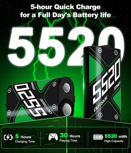 Rechargeable Battery Pack for Xbox One/Xbox Series X|S, 4 x 4080mWh Rechargeable Batteries for Xbox, Controller Battery with Charger Station for XboxOne S|X/Elite, Light Control in Saudi Arabia
