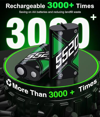 Rechargeable Battery Pack for Xbox One/Xbox Series X|S, 4 x 4080mWh Rechargeable Batteries for Xbox, Controller Battery with Charger Station for XboxOne S|X/Elite, Light Control in Saudi Arabia