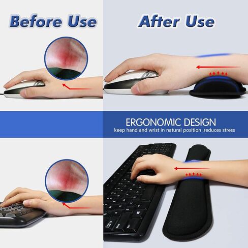 TONOS Keyboard Wrist Rest - 17" Wrist Rest for Computer Keyboard with Memory Foam, Ergonomic Design Wrist Rest Set for Easy Typing, Wrist Pain Relief, Anti-Skid Wrist Rest for Office/Gaming/Laptop in Saudi Arabia