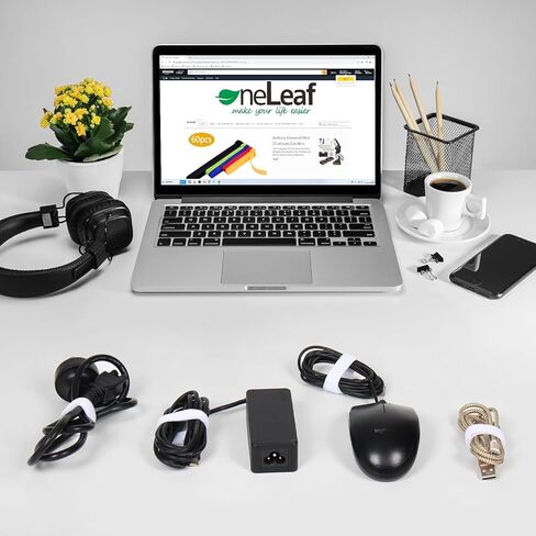 110 قطعة من روابط الكابلات القابلة لإعادة الاستخدام من OneLeaf، ربطات منظم سلك قابلة للتعديل مقاس 8 × 1/2 بوصة، ربطات سلكية لإدارة الكابلات متعددة الأغراض لتنظيم المنزل والمكتب ومراكز البيانات، أبيض (OL-VCT-SG) in Kuwait