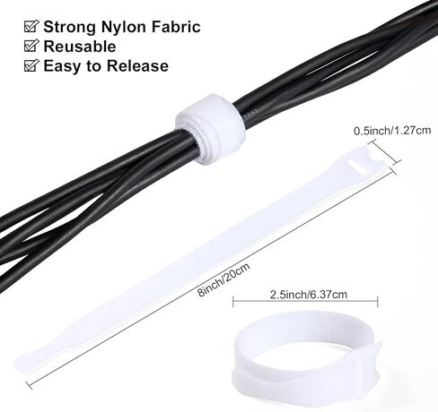 110 قطعة من روابط الكابلات القابلة لإعادة الاستخدام من OneLeaf، ربطات منظم سلك قابلة للتعديل مقاس 8 × 1/2 بوصة، ربطات سلكية لإدارة الكابلات متعددة الأغراض لتنظيم المنزل والمكتب ومراكز البيانات، أبيض (OL-VCT-SG) in Kuwait