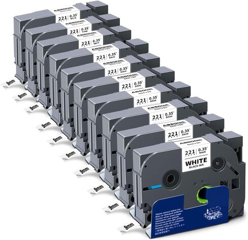 Absonic 10-Pack Tze-121 9mm 0.35 Black on Clear Label Tape Compatible for Brother Tze121 Tz121 Tz-121 P Touch Label Tape 9mm Laminated Clear Tze Tz Tape 3/8 Inch for PTD210 PTD220 PTD410 PTH110 PTD200 in Saudi Arabia
