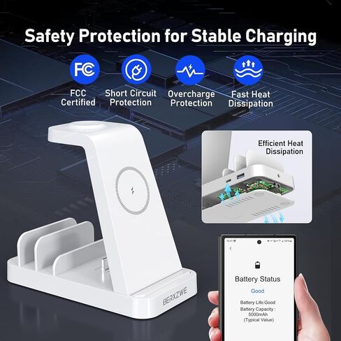 Wireless Charger for Samsung, 5 in 1 Wireless Charging Station for Samsung, Charger Dock Stand for Samsung Galaxy Watch Ultra 7 6 5 4 3,Galaxy S24 Ultra S23 S22 S21,Note 20 10 Z Fold,Galaxy Buds,Black in Saudi Arabia