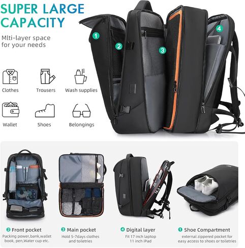 Vacuum backpack with pump,compression backpack for travel,50l Airback Backpack With Vacuum Seal,Business Back Pack,USB Charging Port bags Water Resistant Travel Backpack for Women & Men in Saudi Arabia