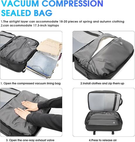 Vacuum backpack with pump,compression backpack for travel,50l Airback Backpack With Vacuum Seal,Business Back Pack,USB Charging Port bags Water Resistant Travel Backpack for Women & Men in Saudi Arabia
