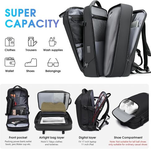 Vacuum backpack with pump,compression backpack for travel,50l Airback Backpack With Vacuum Seal,Business Back Pack,USB Charging Port bags Water Resistant Travel Backpack for Women & Men in Saudi Arabia