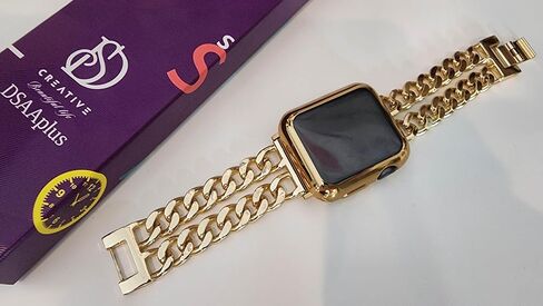 DSAAplus Compatible With Apple Watch Band 38mm 40mm 41mm 42mm 44mm 45mm 46mm 49mm,Stainless Steel Metal Gold Chain Cowboy Style Replacement iWatch Series1/2/3/4/5/6/7/8/9/10/SE/Ultra Strap Wristband in Saudi Arabia
