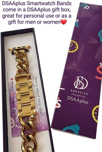 DSAAplus Compatible With Apple Watch Band 38mm 40mm 41mm 42mm 44mm 45mm 46mm 49mm,Stainless Steel Metal Gold Chain Cowboy Style Replacement iWatch Series1/2/3/4/5/6/7/8/9/10/SE/Ultra Strap Wristband in Saudi Arabia