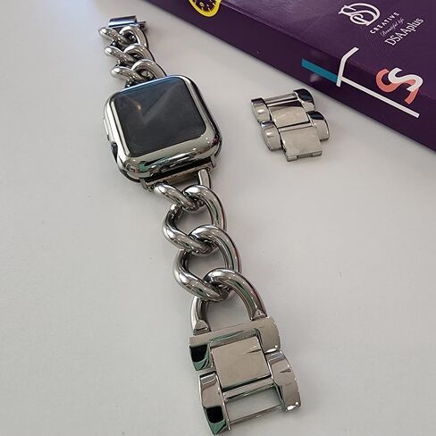 DSAAplus Compatible With Apple Watch Band 38mm 40mm 41mm 42mm 44mm 45mm 46mm 49mm,Stainless Steel Metal Gold Chain Cowboy Style Replacement iWatch Series1/2/3/4/5/6/7/8/9/10/SE/Ultra Strap Wristband in Saudi Arabia