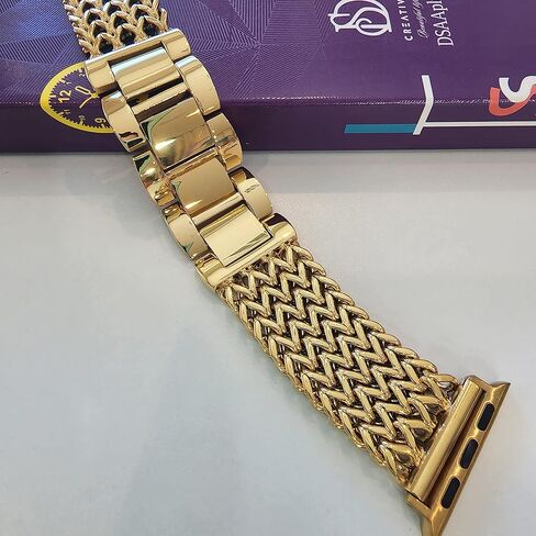 DSAAplus Compatible With Apple Watch Band 38mm 40mm 41mm 42mm 44mm 45mm 46mm 49mm,Stainless Steel Metal Gold Chain Cowboy Style Replacement iWatch Series1/2/3/4/5/6/7/8/9/10/SE/Ultra Strap Wristband in Saudi Arabia