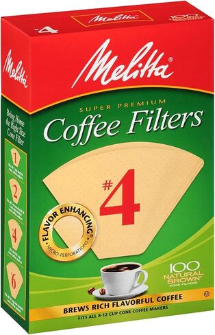 Melitta #4 Cone Coffee Filters, Unbleached Natural Brown, 100 Count (Pack of 3) 300 Total Filters Count - Packaging May Vary in Kuwait