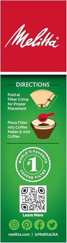 Melitta #4 Cone Coffee Filters, Unbleached Natural Brown, 100 Count (Pack of 3) 300 Total Filters Count - Packaging May Vary in Kuwait