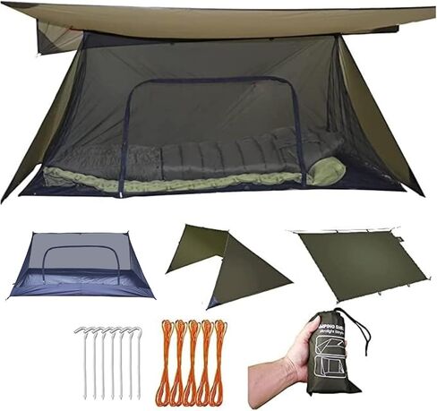onewind Shelter, Camping Tarp Set Include Emergency Shelter, BugNet and Tent Footprint, Ripstop Silnylon with Silicone PU Coating Survival Shelter Tent for Camping, Hiking, Backpacking in Saudi Arabia