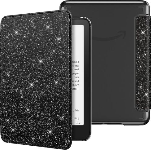 حافظة MoKo لجهاز Kindle Paperwhite الجديد مقاس 7 بوصات الجيل الثاني عشر 2024 وKindle Colorsoft Signature Edition 2024، غطاء خلفي شفاف خفيف الوزن للغاية من البولي كربونات مع تنبيه/غفو تلقائي، أسود لامع in Saudi Arabia