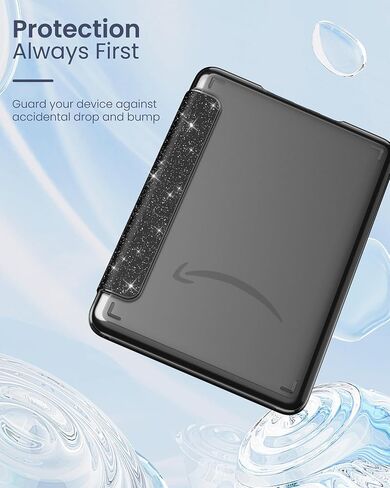 حافظة MoKo لجهاز Kindle Paperwhite الجديد مقاس 7 بوصات الجيل الثاني عشر 2024 وKindle Colorsoft Signature Edition 2024، غطاء خلفي شفاف خفيف الوزن للغاية من البولي كربونات مع تنبيه/غفو تلقائي، أسود لامع in Saudi Arabia